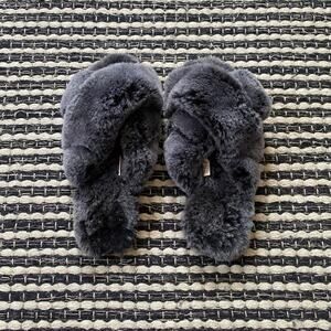 🌿Emu Australia Womens Mayberry Frost Fuzzy Crisscross Fuzzy Slip On Slippers 8